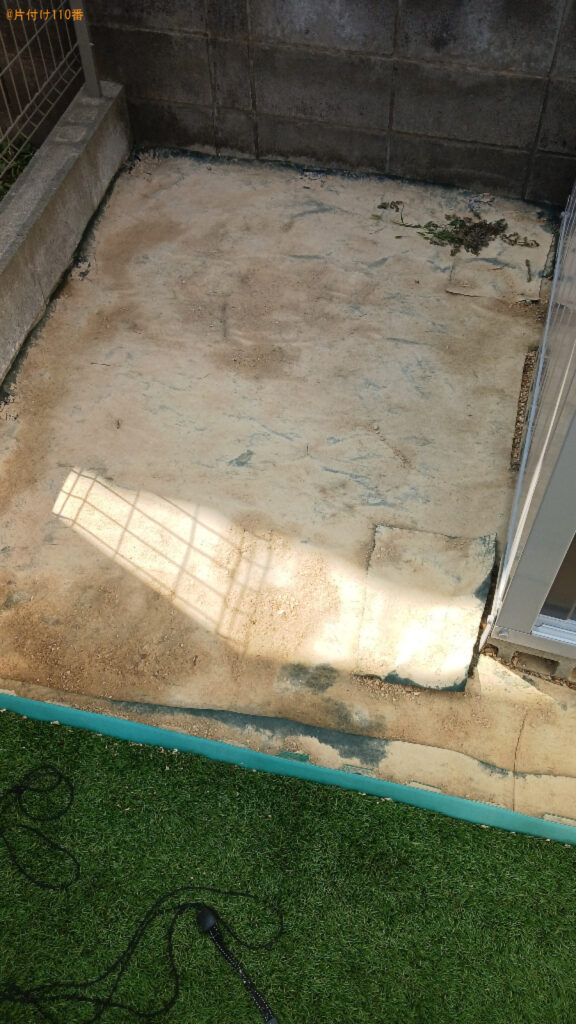 【熊本市北区】防草シートの上に敷いた砕石の回収・処分ご依頼